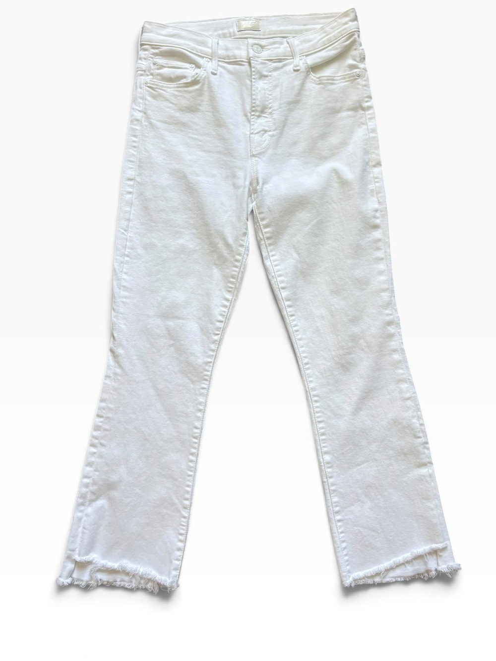 Mother The Insider Crop Step Fray Jeans white size 29.